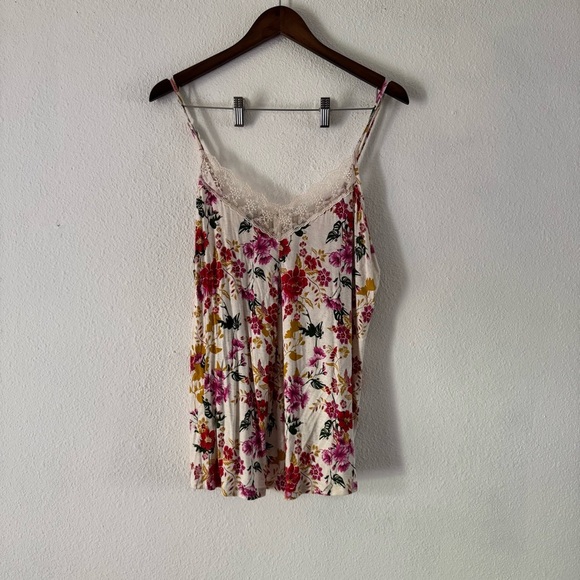 Floral Lace Trim Cami Top Size 1X Self Esteem Boho Flirty Romantic Vintage Charm - Picture 5 of 12